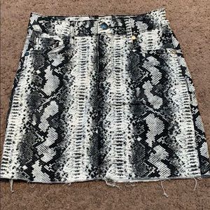 snakeskin mini skirt
